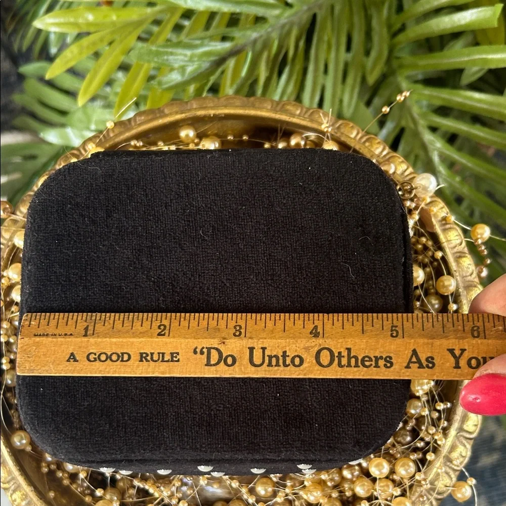Pearl Studded Black Velvet Travel Jewelry Holder